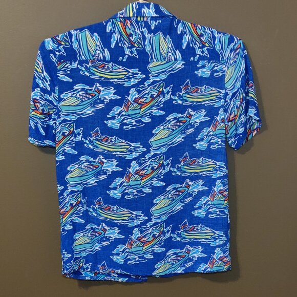 Chubbies The Nutter Weekend Hawaiian Shirt Blue With Boats SIZE MEDIUM - Picture 3 of 5